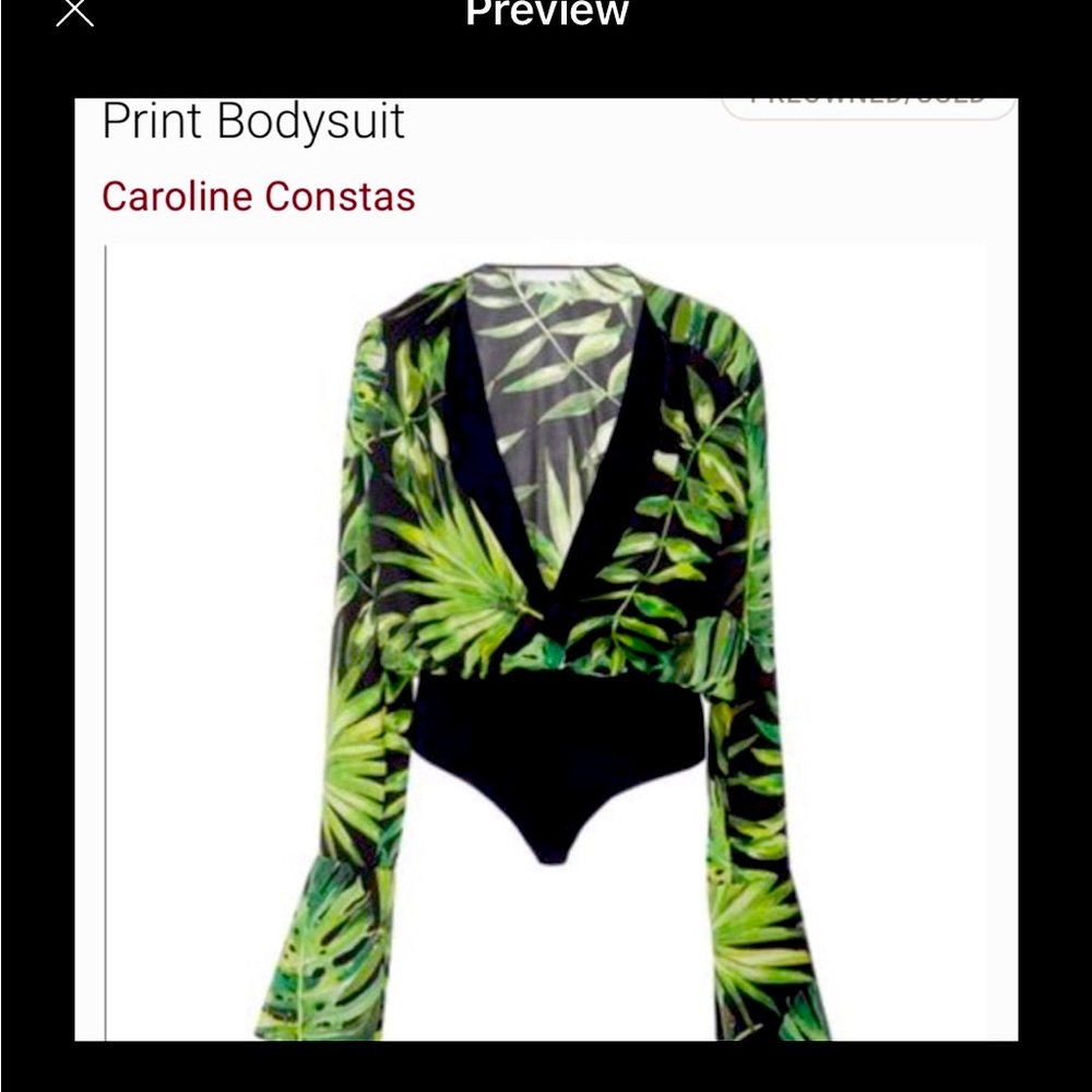 Caroline Constas Daria Bodysuit size L multi color black/green. New/Never worn